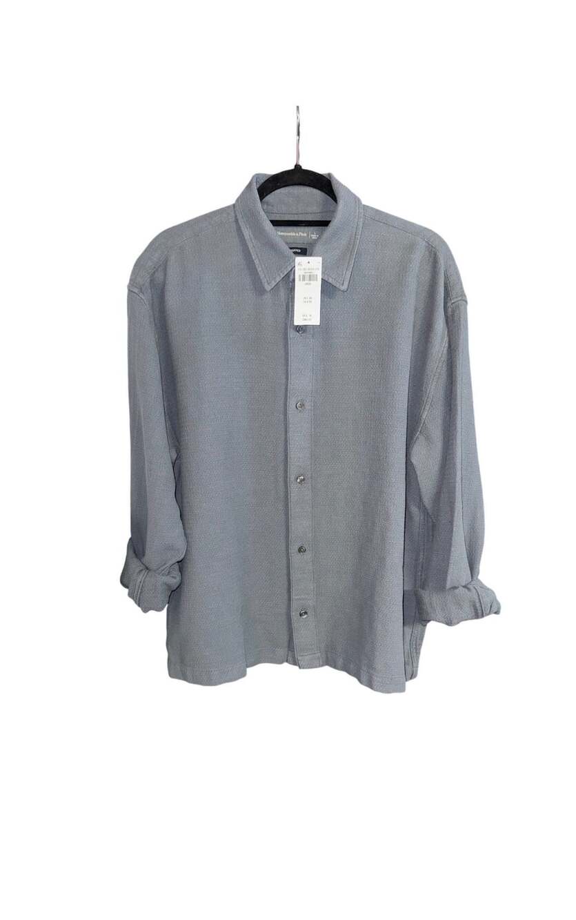 Abercrombie & Fitch Cropped Button Down Shirt Size Large Blue